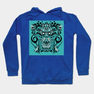 blue boho immortal tribal beasts in ecopop pattern Hoodie